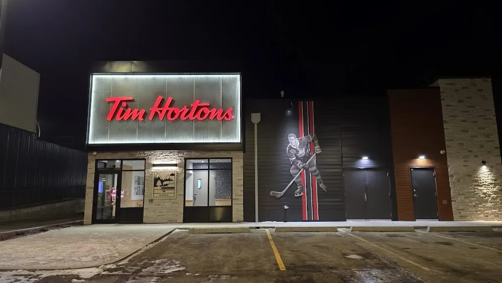 Tim Hortons storefront and interior at 1251 3rd Avenue South, Lethbridge, AB