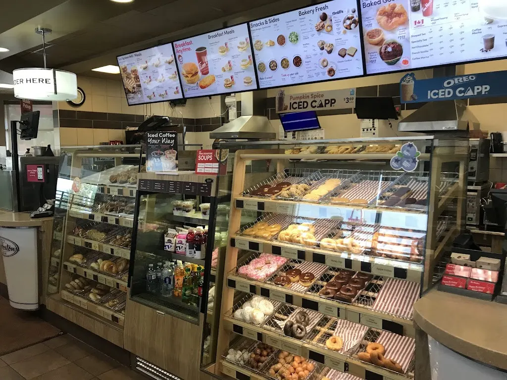 Tim Hortons storefront and interior at 2706 Mayor Magrath Dr, Lethbridge, AB