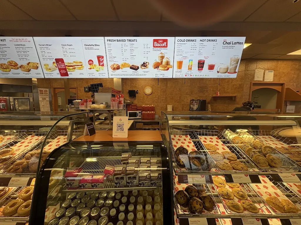 Tim Hortons storefront and interior at 749 1 St Se, Medicine Hat, AB