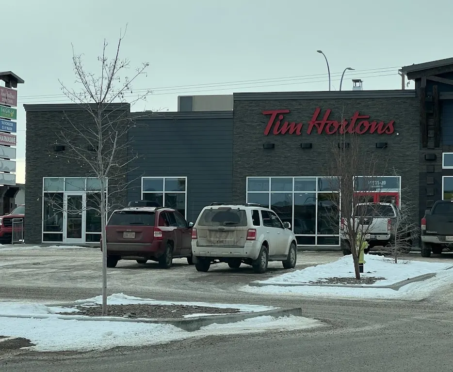Tim Hortons storefront and interior at 1101 20 Thomlison Avenue, Red Deer, AB