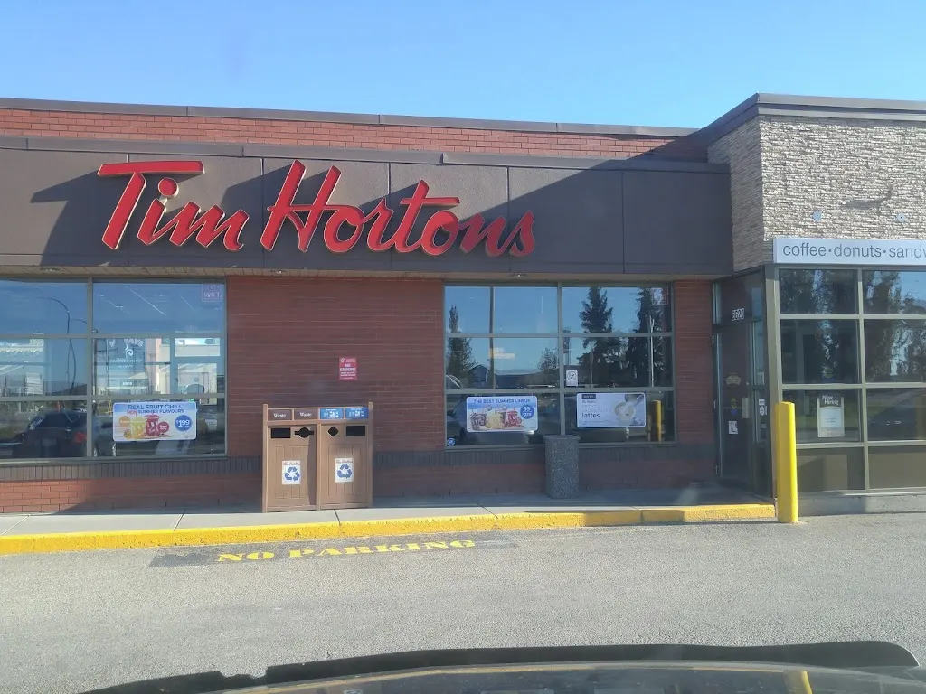 Tim Hortons storefront and interior at 3020 22 Nd St, Red Deer, AB