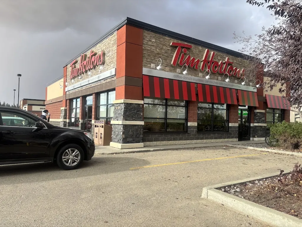 Tim Hortons storefront and interior at 5111 22nd St, Red Deer, AB