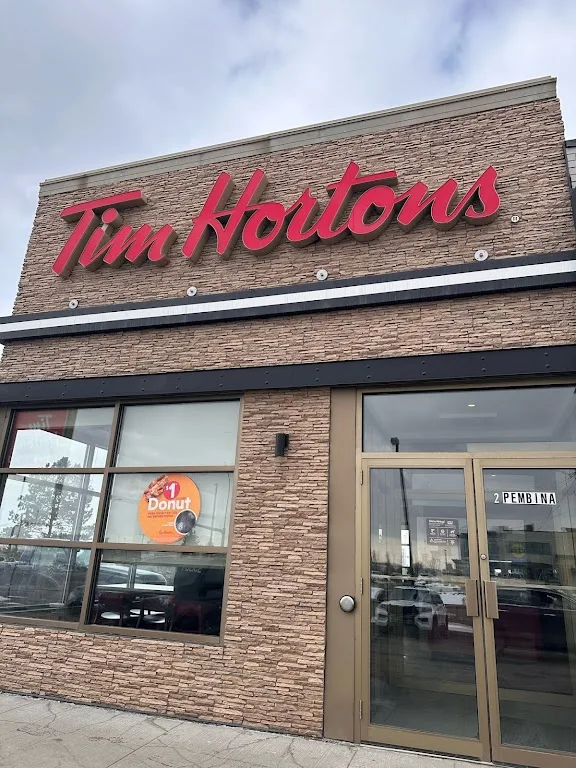Tim Hortons storefront and interior at 2 Pembina Rd, Sherwood Park, AB