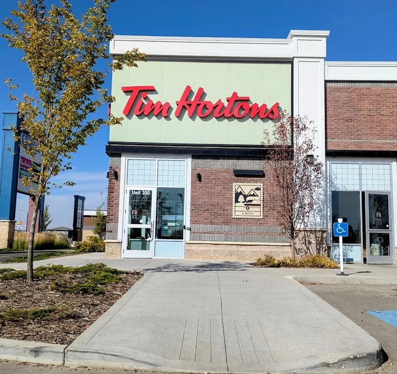 Tim Hortons storefront and interior at 10 Rose Gate #310, St. Albert, AB