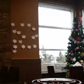 Tim Hortons storefront and interior at 6608 50th Ave, Stettler, AB