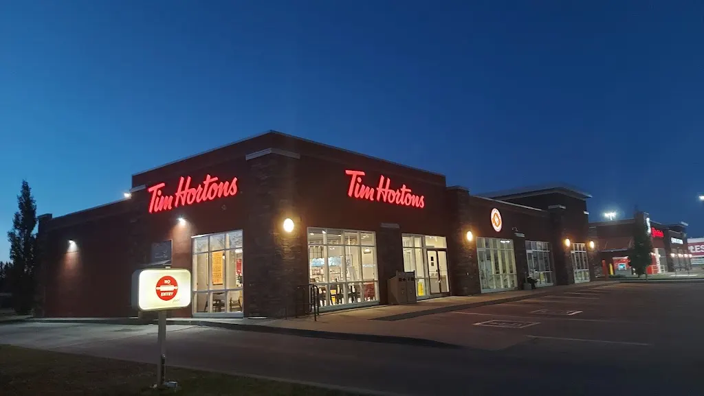 Tim Hortons storefront and interior at 4331 52 Ave, Whitecourt, AB