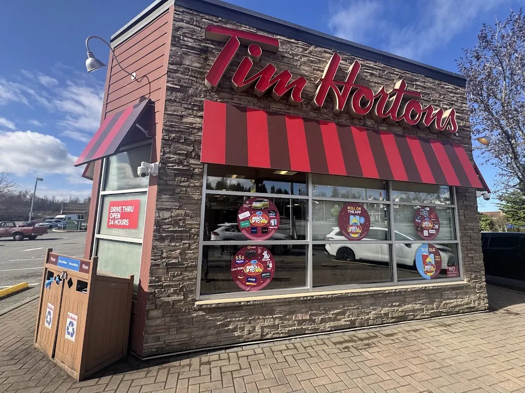 Tim Hortons storefront and interior at 1861 Sumas Way, Abbotsford, BC