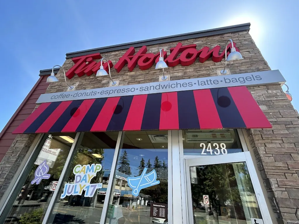 Tim Hortons storefront and interior at 2438 Clearbrook Road, Abbotsford, BC