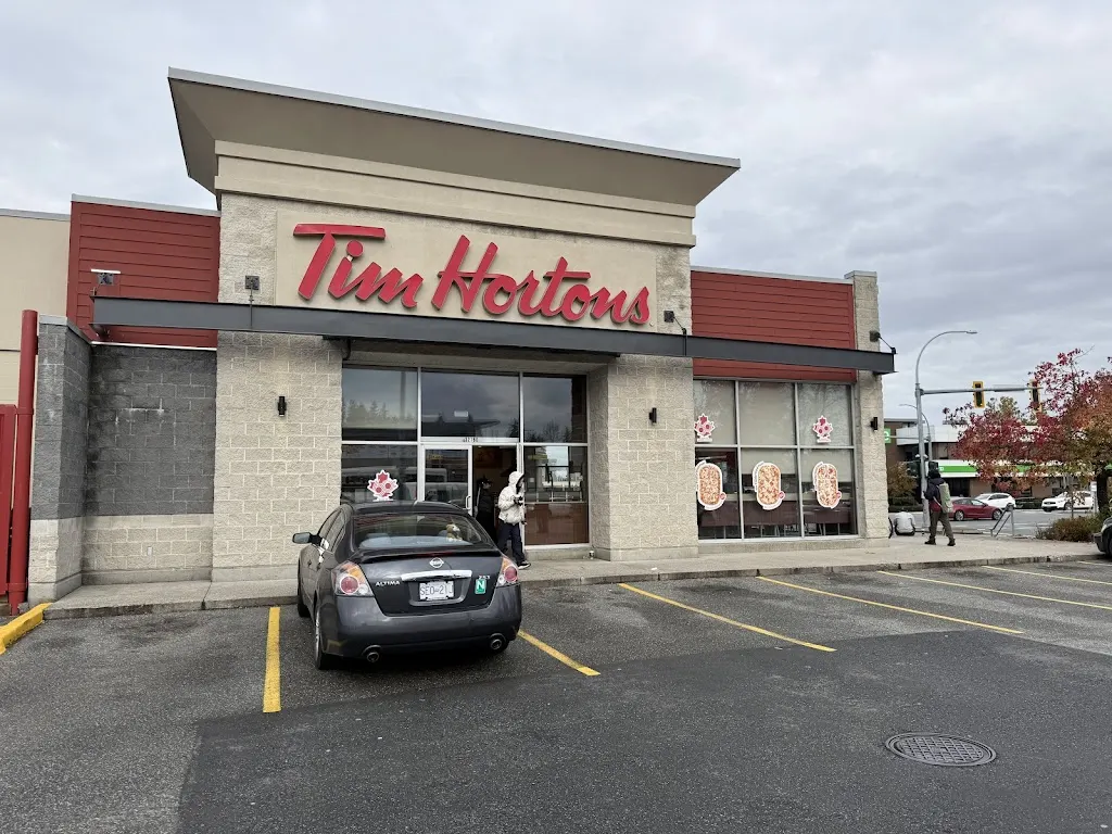 Tim Hortons storefront and interior at 32780 South Fraser Way, Abbotsford, BC