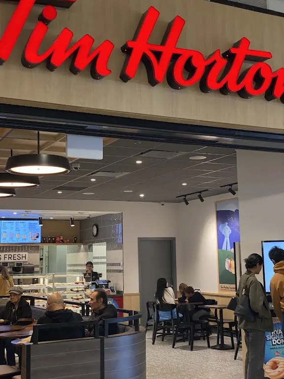 Tim Hortons storefront and interior at 4700 Kingsway, Burnaby, BC