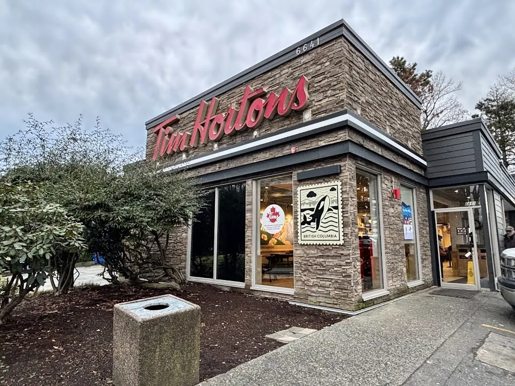 Tim Hortons storefront and interior at 6641 Kingsway, Burnaby, BC
