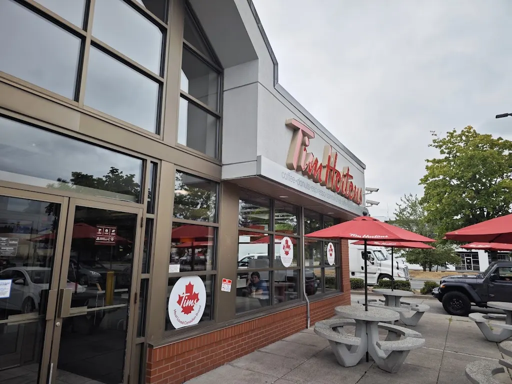 Tim Hortons storefront and interior at 1450 United Blvd, Coquitlam, BC