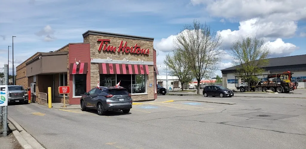 Tim Hortons storefront and interior at 1875 Cranbrook St N, Cranbrook, BC