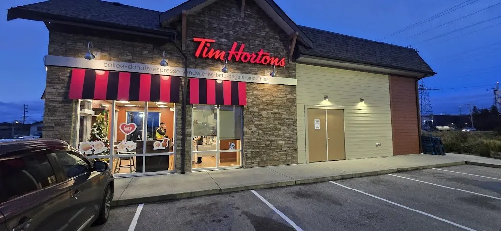Tim Hortons storefront and interior at 6460 Ladner Trunk Road, Delta, BC
