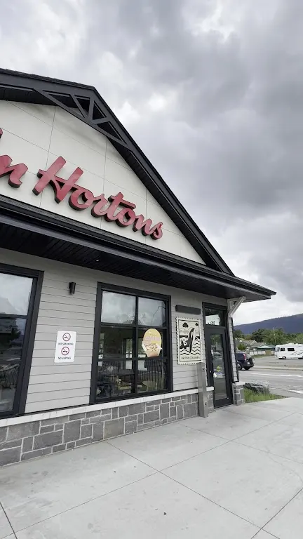 Tim Hortons storefront and interior at 1863 Central Ave, Grand Forks, BC