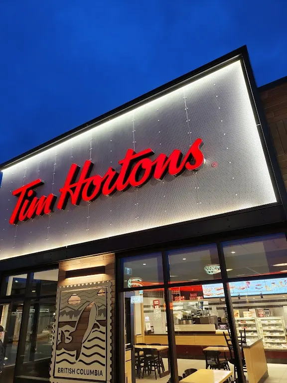 Tim Hortons storefront and interior at 3322 Highway 16, Houston, BC