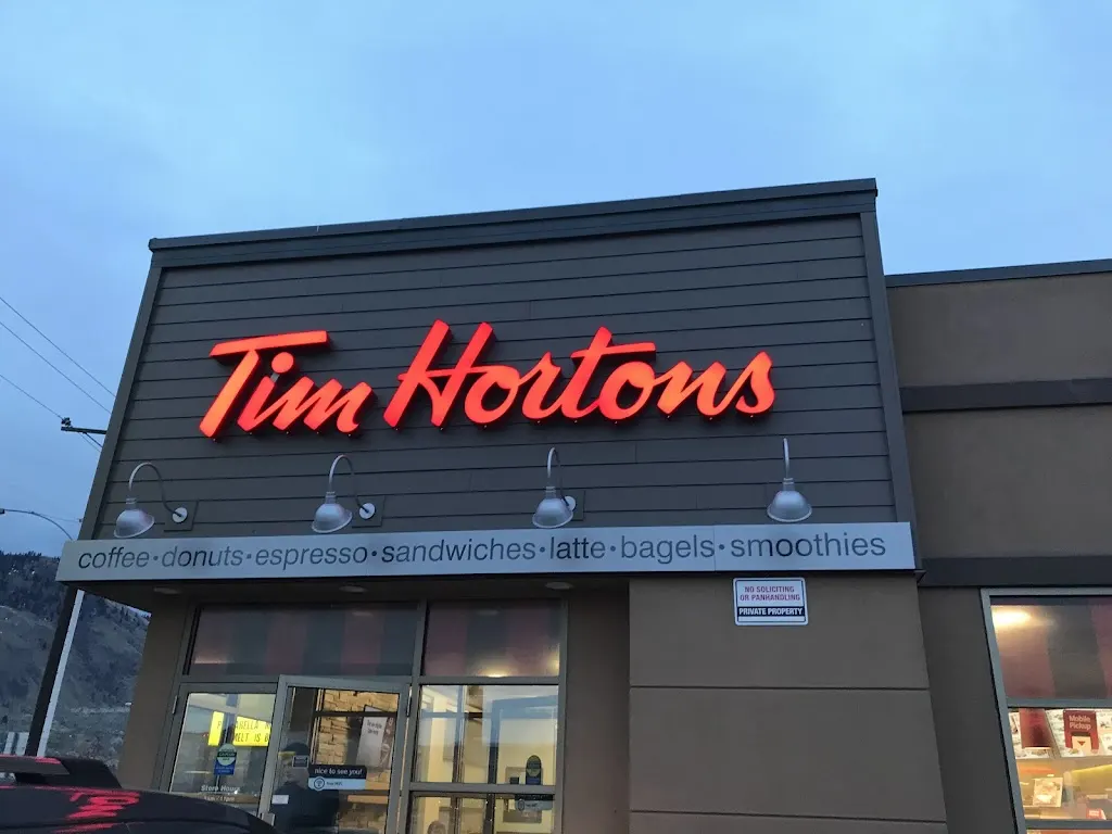 Tim Hortons storefront and interior at 1723 East Trans Canada Hwy, Kamloops, BC