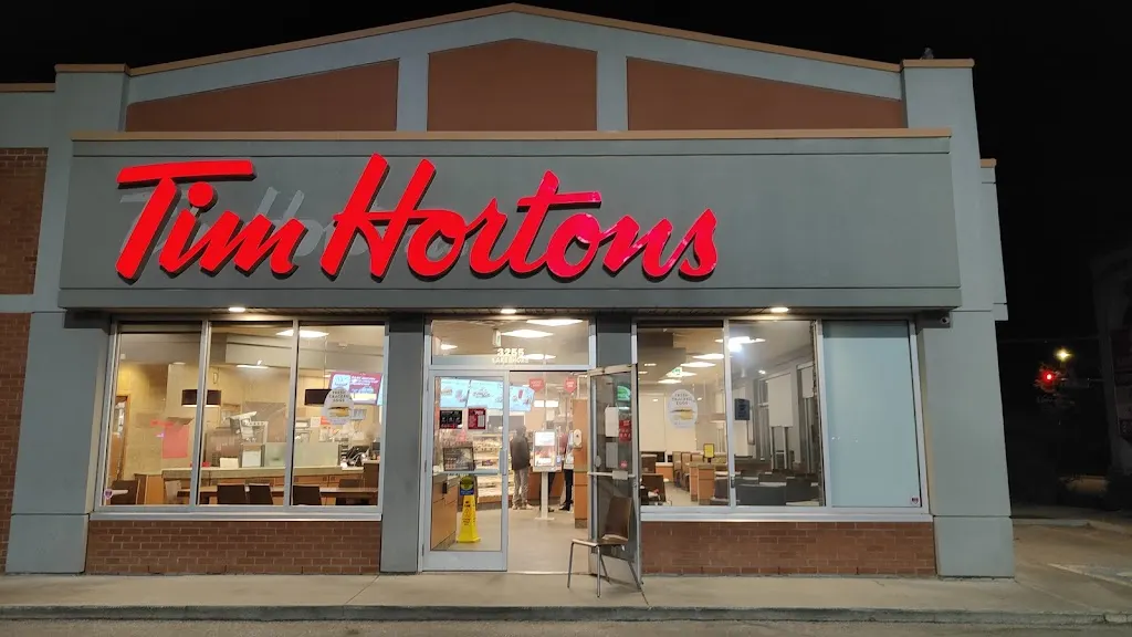 Tim Hortons storefront and interior at 160 Hollywood Rd, Kelowna, BC