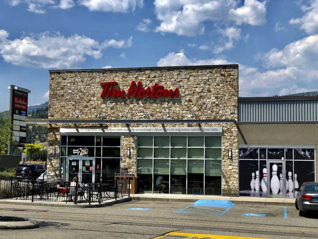 Tim Hortons storefront and interior at 525 Highway 97 South, Kelowna, BC