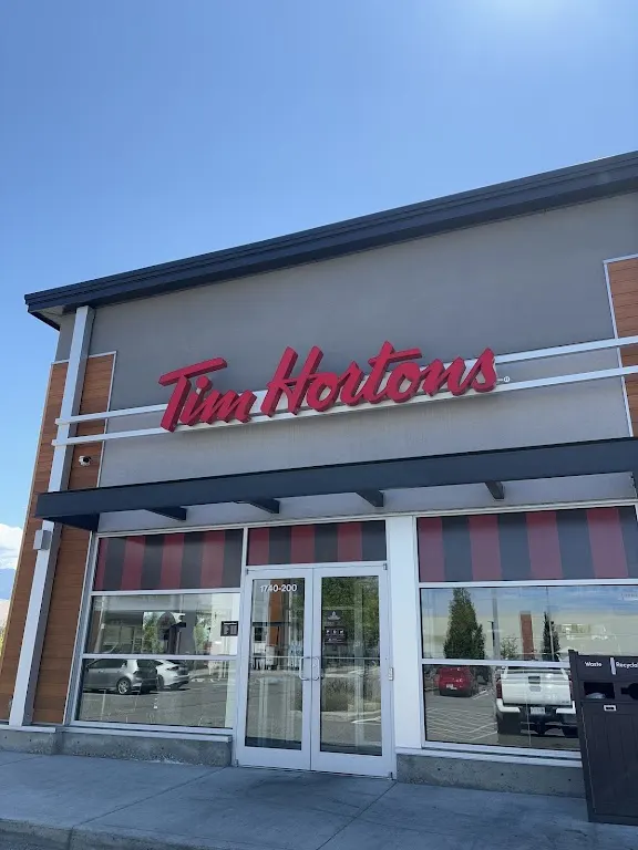 Tim Hortons storefront and interior at 1740 Pier Mac Way, Kelowna, BC