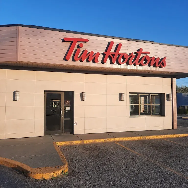 Tim Hortons storefront and interior at 3491 Sexsmith Rd, Kelowna, BC