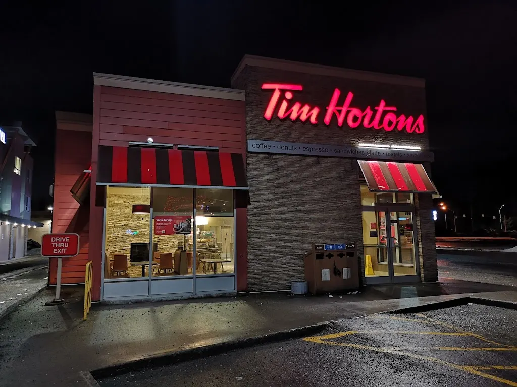 Tim Hortons storefront and interior at 125 City Centre, Kitimat, BC