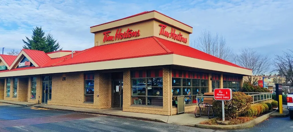 Tim Hortons storefront and interior at 739 Mc Callum Rd, Langford, BC