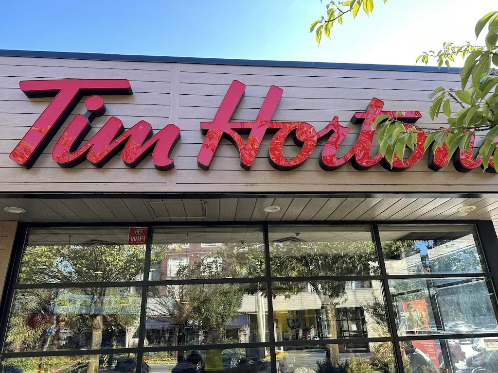 Tim Hortons storefront and interior at 845 Goldstream Ave, Langford, BC