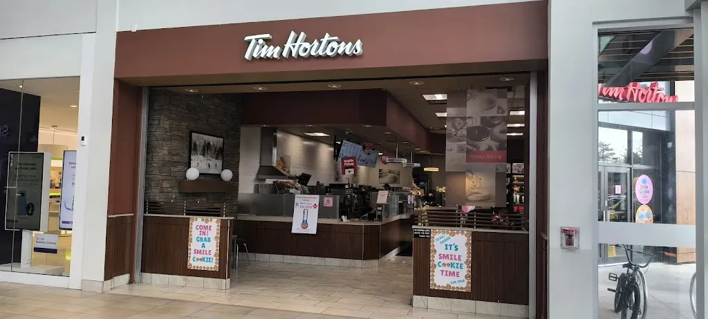 Tim Hortons storefront and interior at 20300 Douglas Crescent, Langley, BC