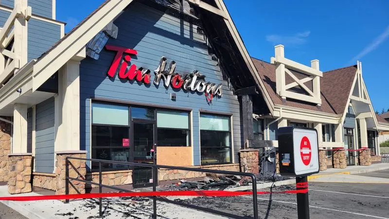 Tim Hortons storefront and interior at 101-2320 Northfield Rd, Nanaimo, BC