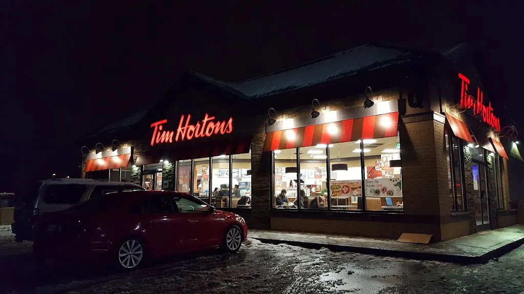 Tim Hortons storefront and interior at 805 Boyd St, New Westminster, BC