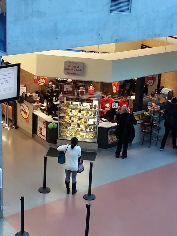 Tim Hortons storefront and interior at Capilano University, North Vancouver, BC
