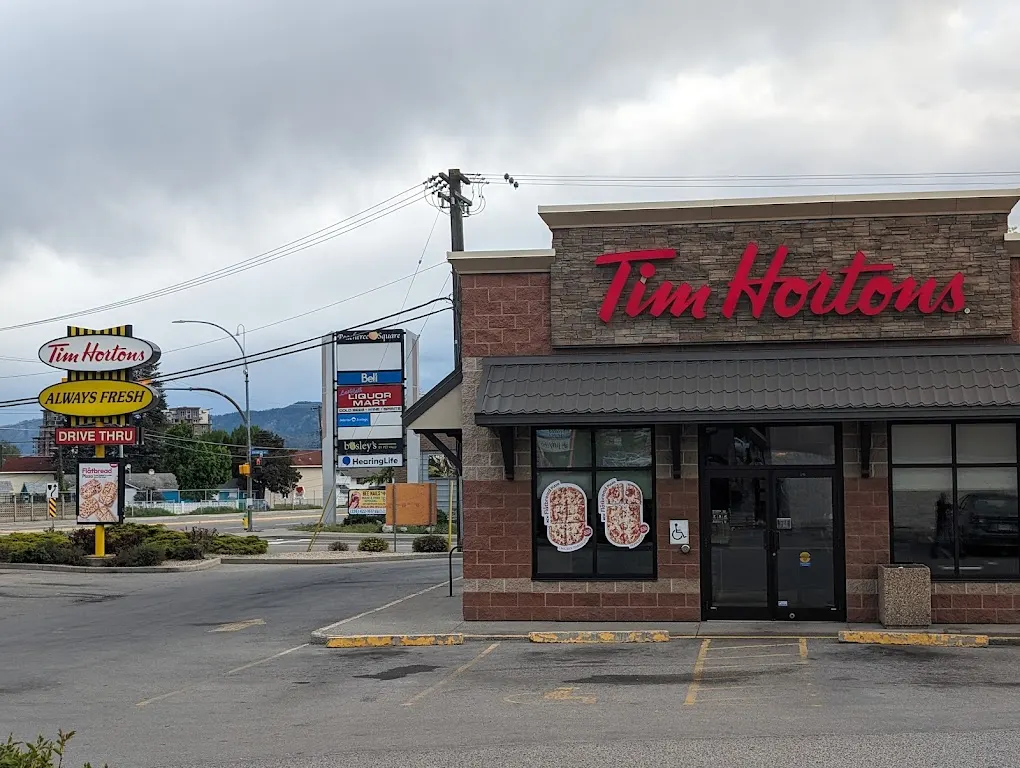 Tim Hortons storefront and interior at 2695 Skaha Lake Rd, Penticton, BC