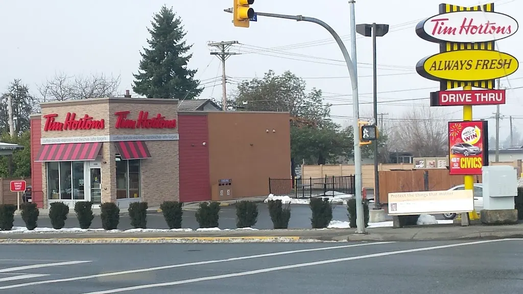 Tim Hortons storefront and interior at 4305 Redford St, Port Alberni, BC