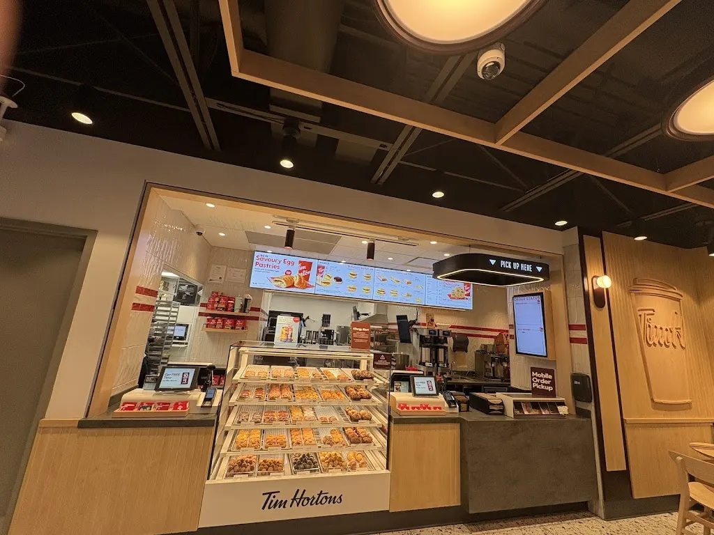 Tim Hortons storefront and interior at 110-7393 Boundary Ave, Prince George, BC