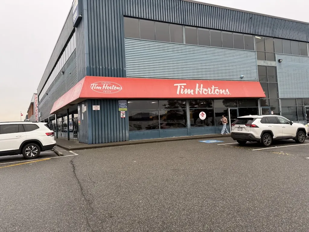 Tim Hortons storefront and interior at 109-5000 Miller Rd, Richmond, BC