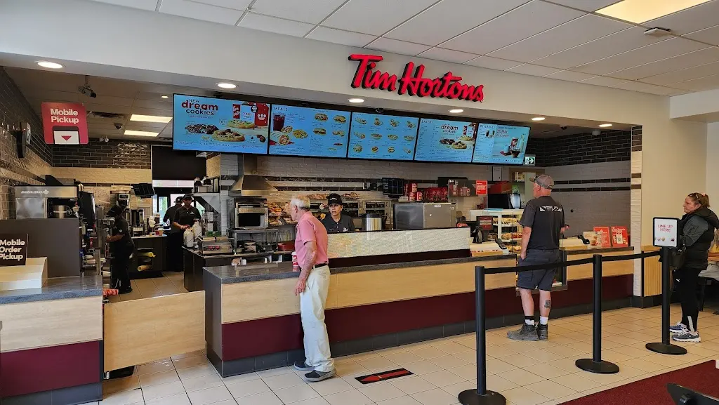 Tim Hortons storefront and interior at 2360 King George Blvd, Surrey, BC