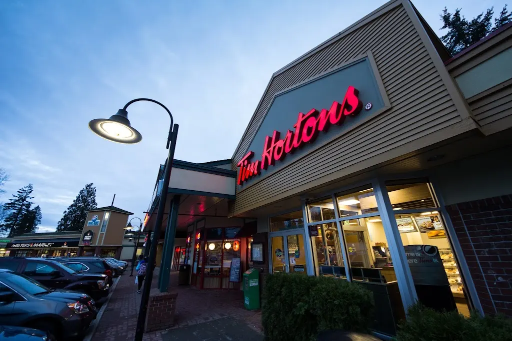Tim Hortons storefront and interior at 16033 108th Ave, Surrey, BC