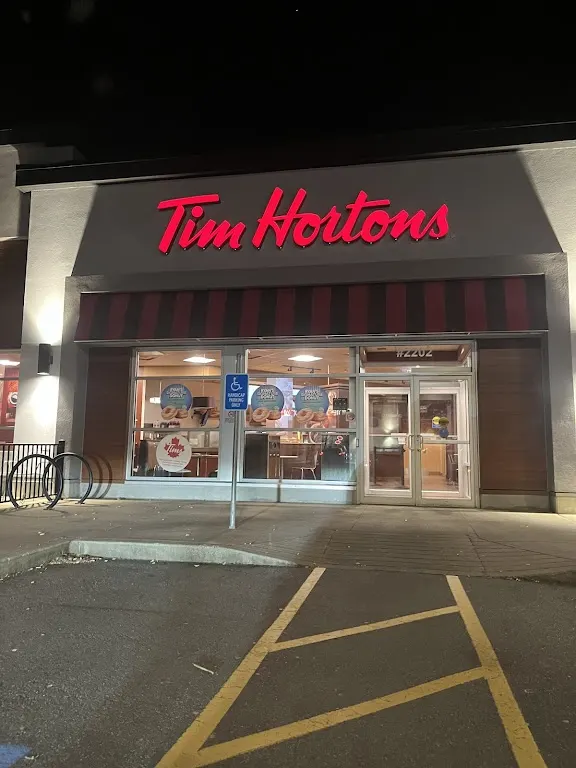 Tim Hortons storefront and interior at 2202-4949 Canoe Pass Way, Tsawwassen, BC