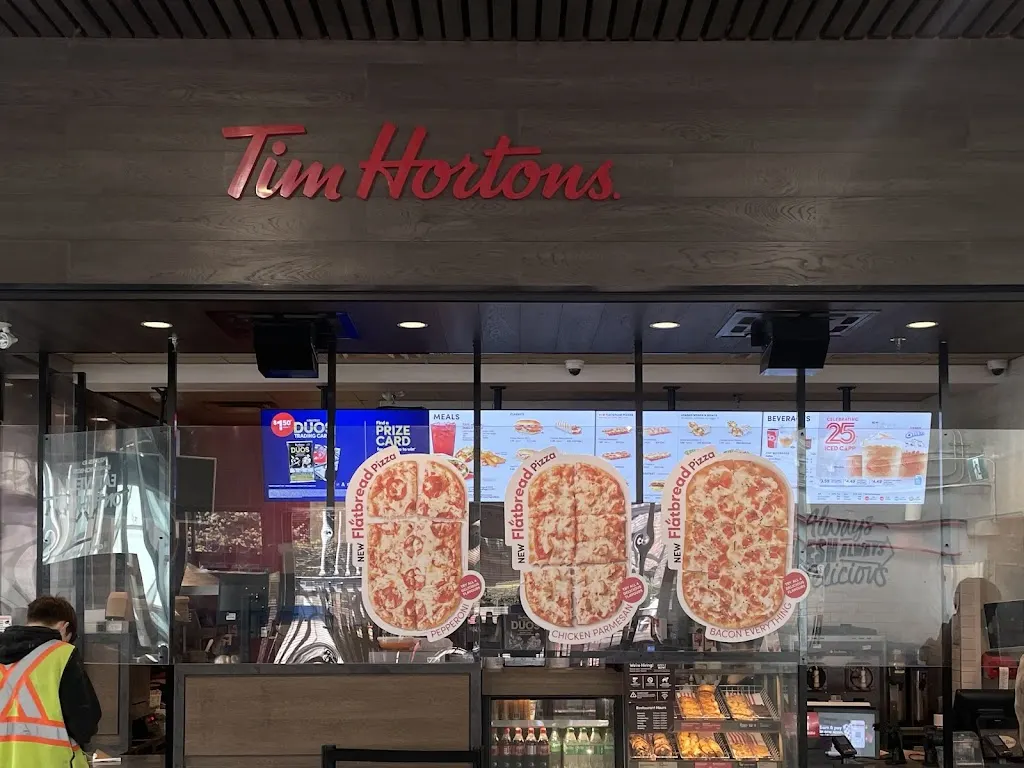 Tim Hortons storefront and interior at 590 Beatty Street, Vancouver, BC
