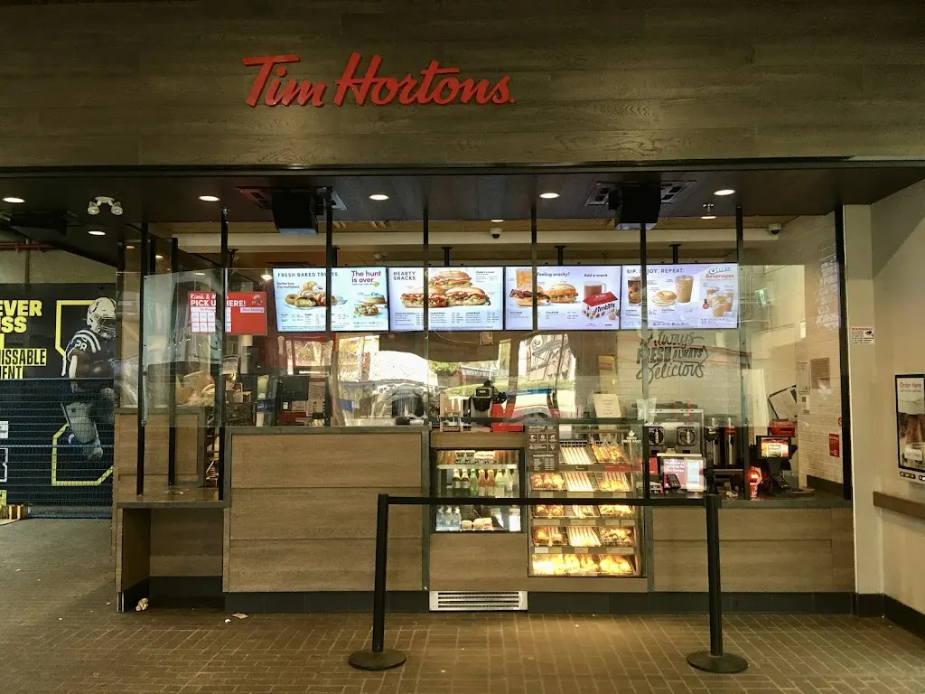Tim Hortons storefront and interior at 678 Dunsmuir, Vancouver, BC