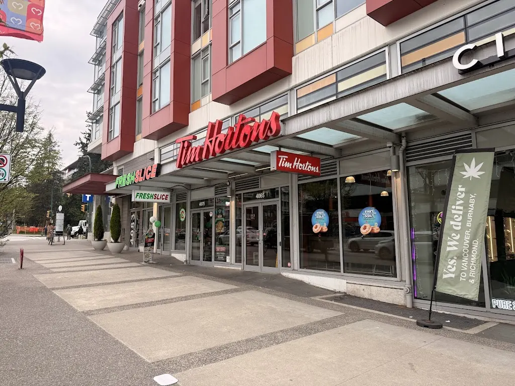 Tim Hortons storefront and interior at 4065 Cambie Street, Vancouver, BC