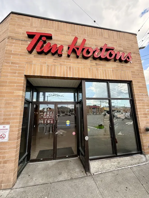 Tim Hortons storefront and interior at 5698 Victoria Drive, Vancouver, BC