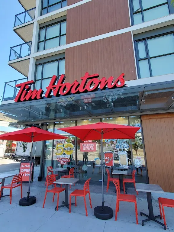 Tim Hortons storefront and interior at 6501 Main Street, Vancouver, BC