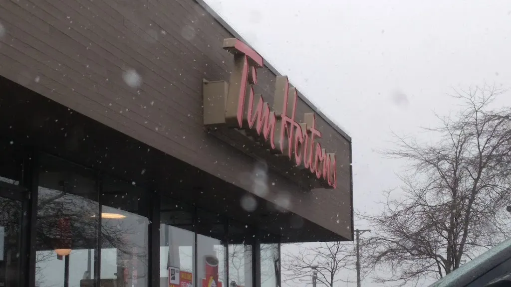 Tim Hortons storefront and interior at 150-31 Helmcken Rd, Victoria, BC