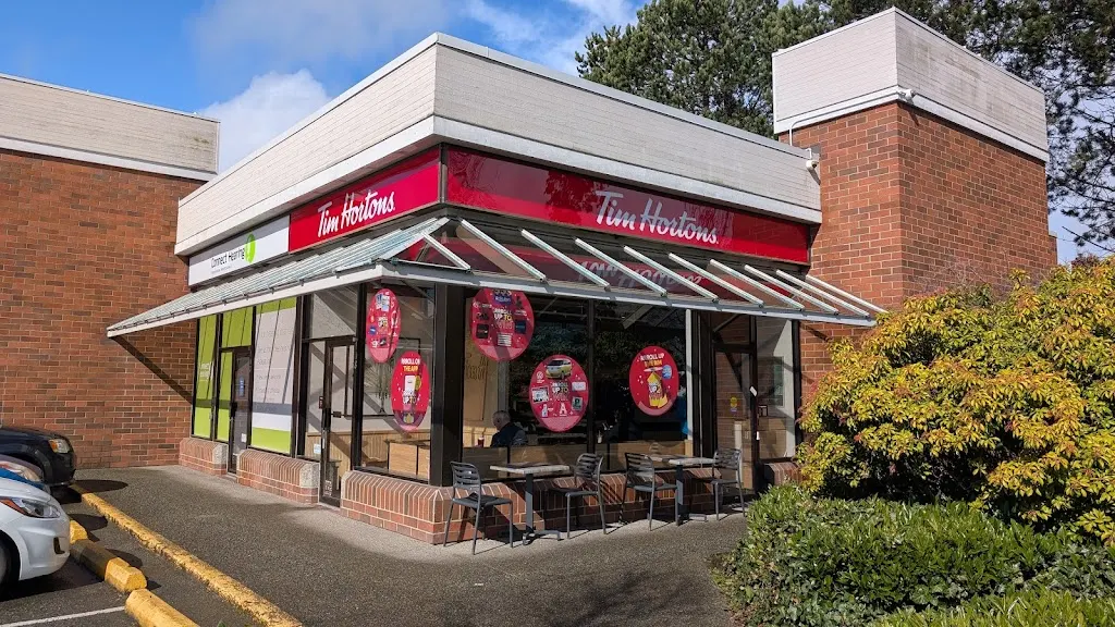 Tim Hortons storefront and interior at 2000 Cadboro Bay Rd, Victoria, BC
