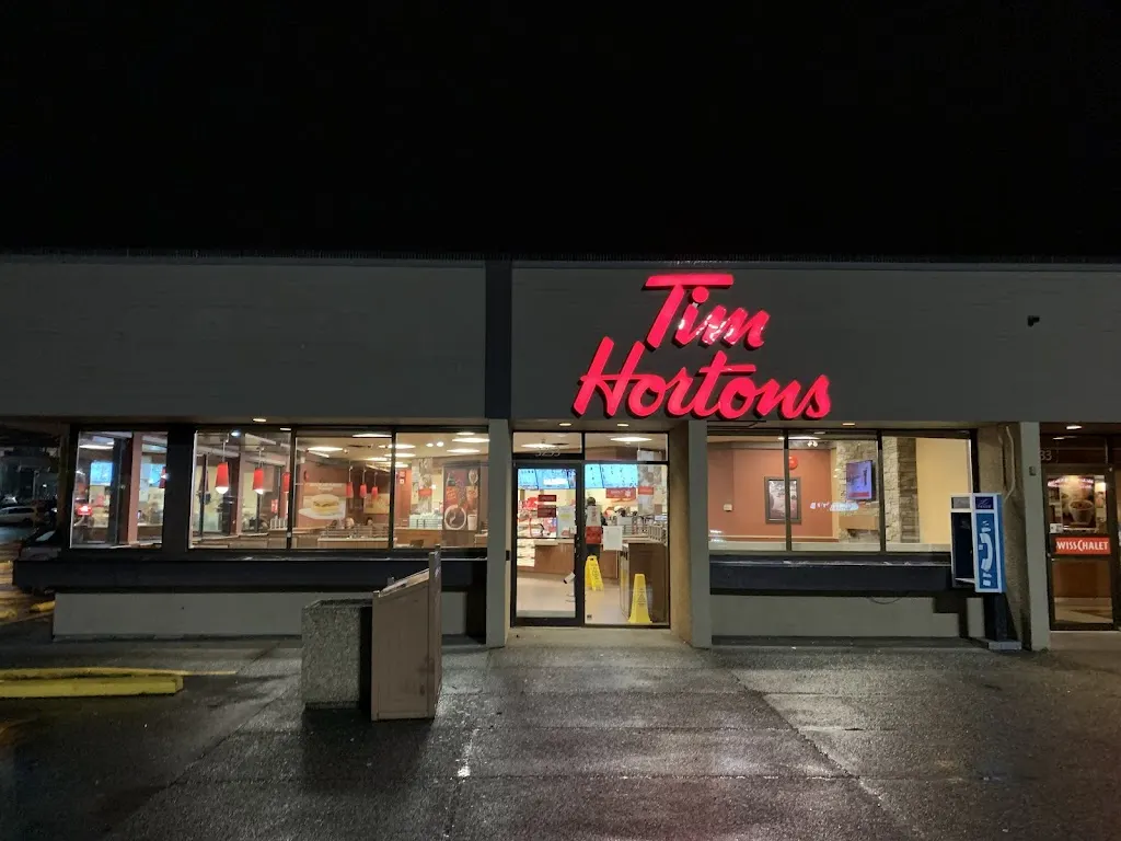 Tim Hortons storefront and interior at 3253 Douglas St, Victoria, BC