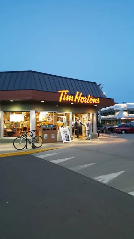 Tim Hortons storefront and interior at 3749 Shelbourne St, Victoria, BC