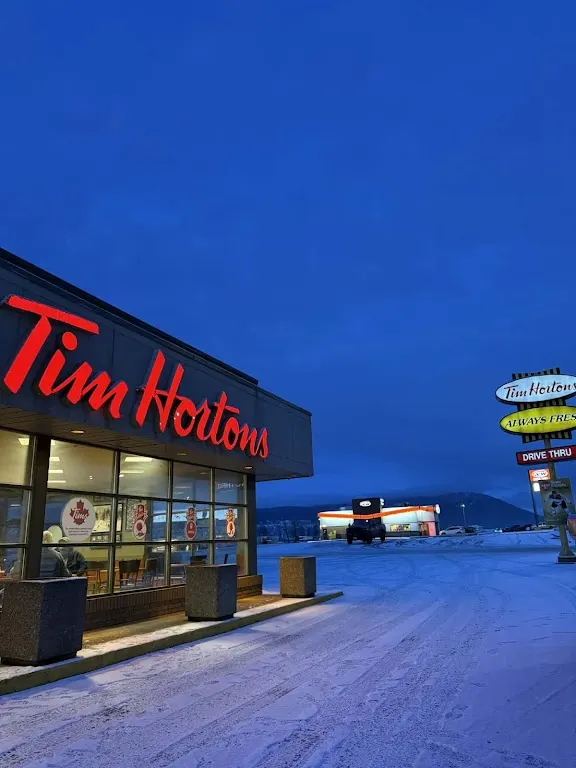 Tim Hortons storefront and interior at 1059 Highway # 97 South, Williams Lake, BC