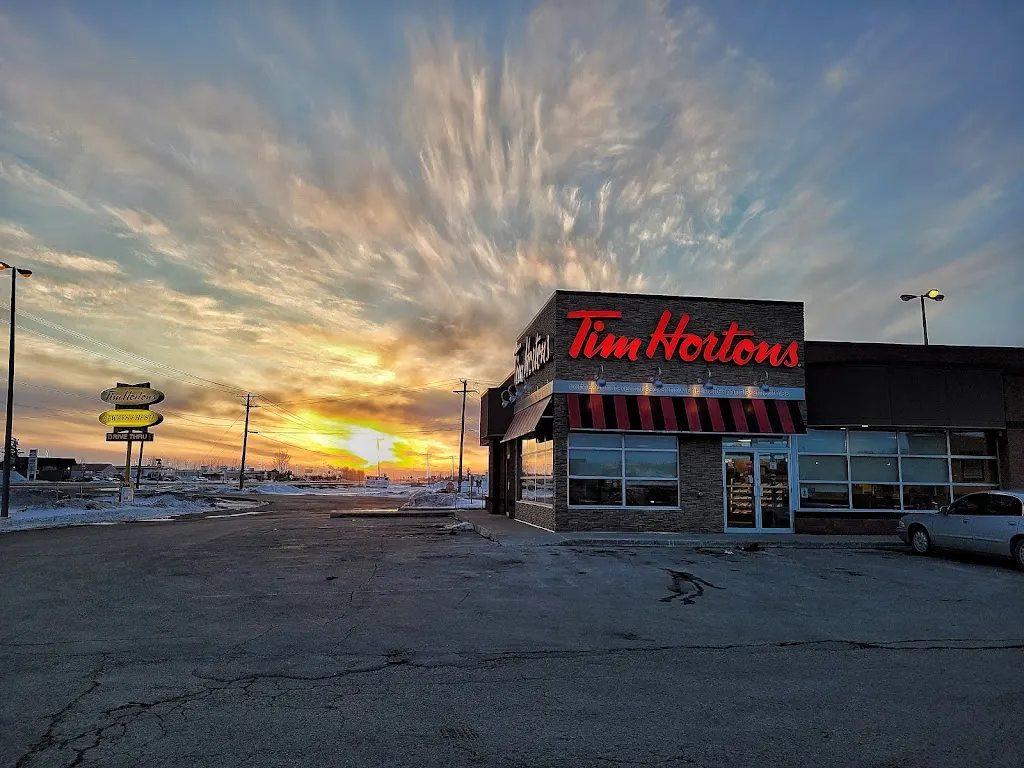 Tim Hortons storefront and interior at 2460 Saskatchewan Ave W, Portage La Prairie, MB